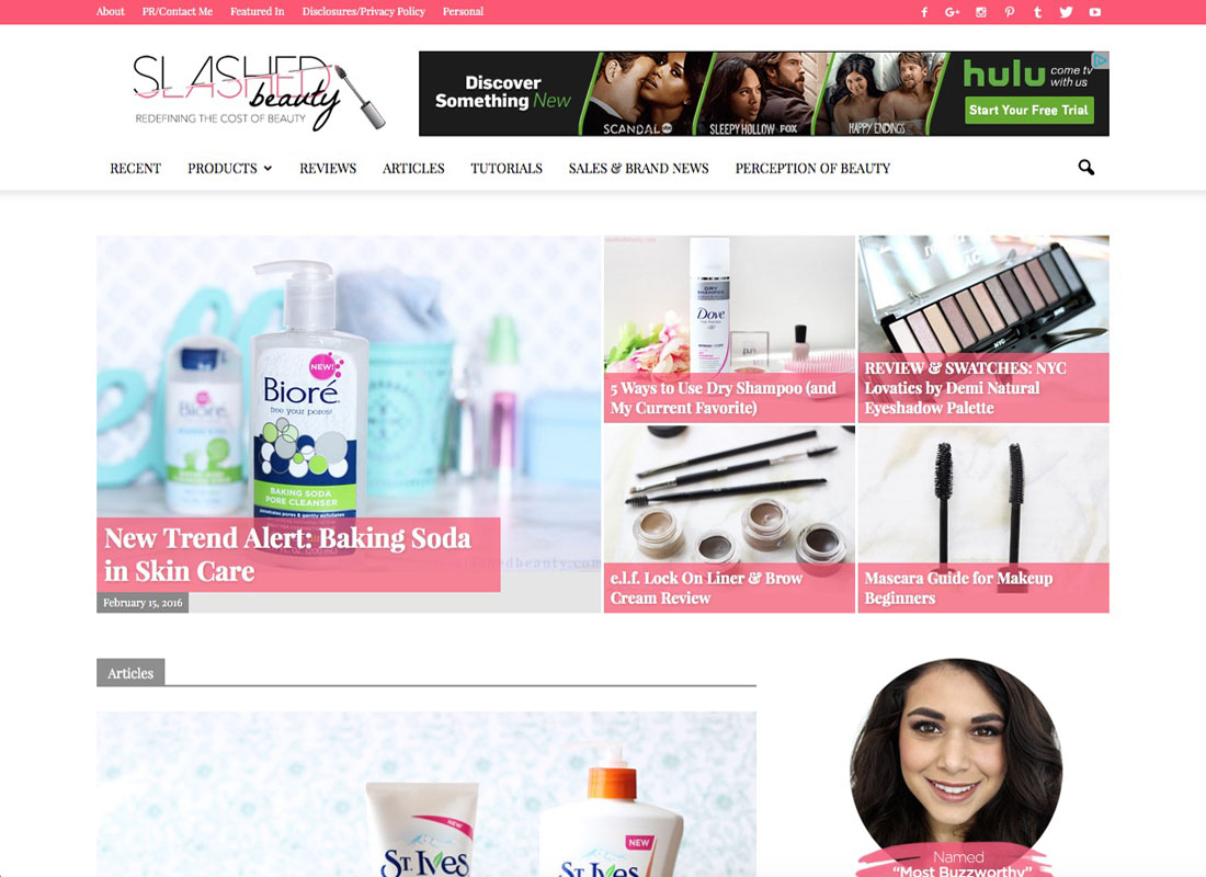 Screenshot of SlashedBeauty.com - Beauty Blogger & Influencer