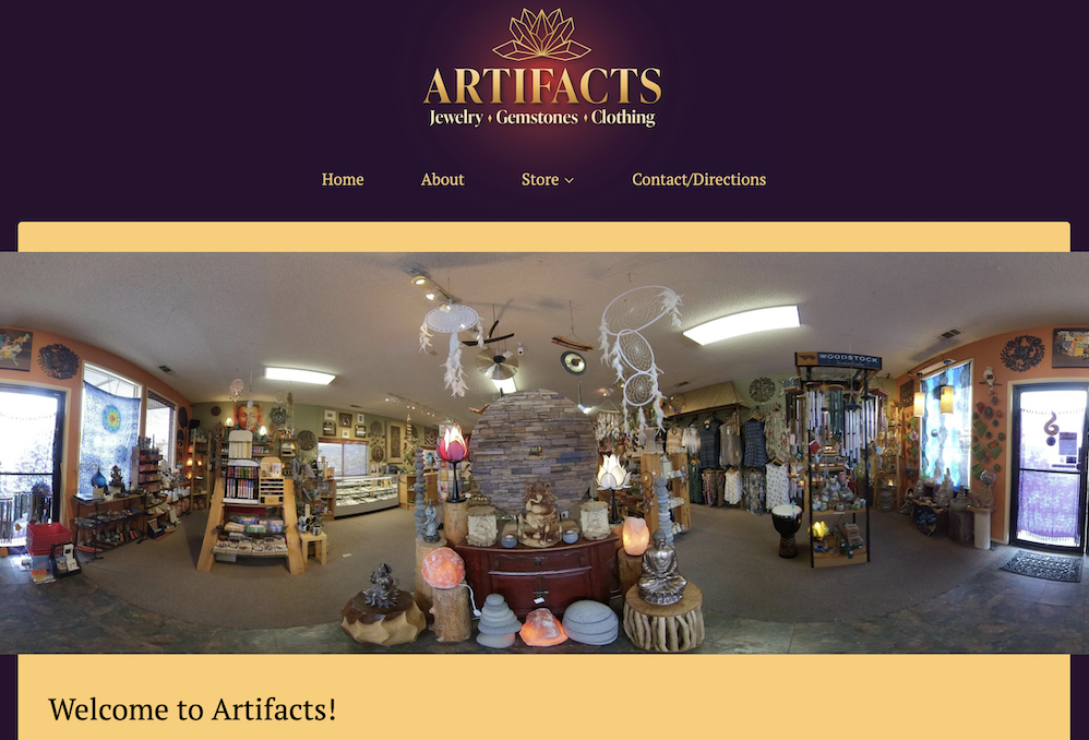 Artifacts World Imports home page screenshot