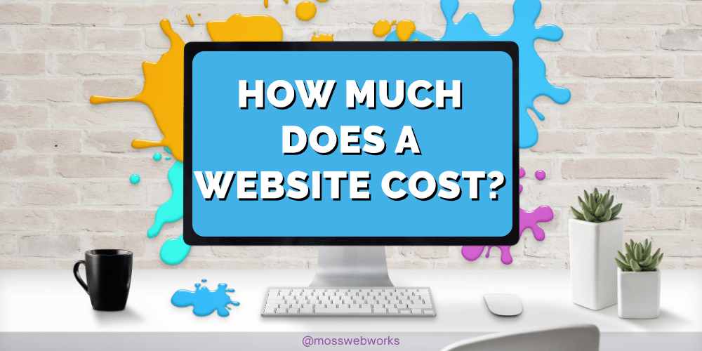 Computer with "How much does a website cost?" on the screen